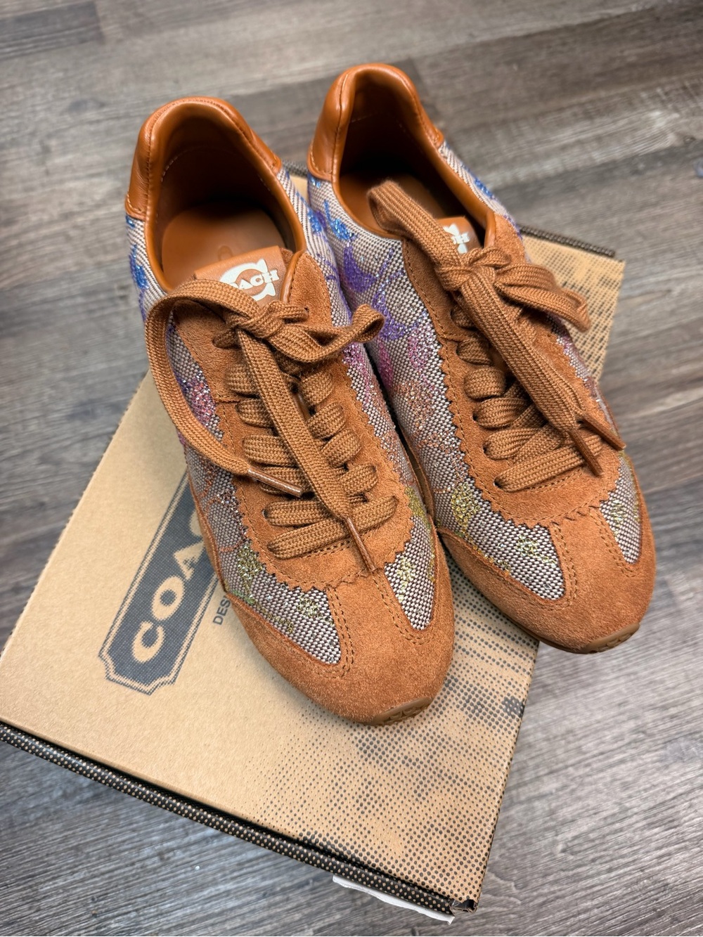 BRAND NEW Coach Crystal Signature Jacquard Suede Leather Sneaker Shoe Size 6